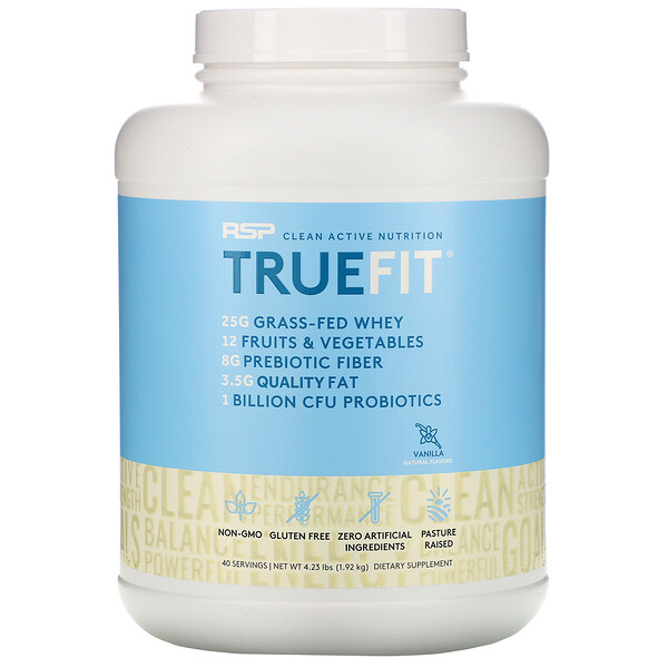 RSP Nutrition, TrueFit, Grass-Fed Protein Shake, Vanilla, 3.9 lbs (1776 g)