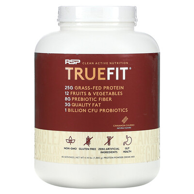 

RSP Nutrition TrueFit Grass-Fed Whey Protein Shake with Fruits & Vegetables Cinnamon Churro 4.14 lbs (1 880 g)