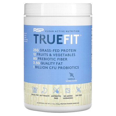 RSP Nutrition TrueFit Grass-Fed Whey Protein Shake Vanilla 2.11 lbs (960 g)