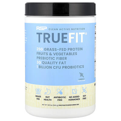 RSP Nutrition  TrueFit®  Grass-Fed Protein Powder Drink Mix  Vanilla  1.85 lbs (840 g)