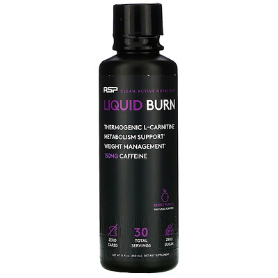 RSP Nutrition Liquid Burn, Thermogenic L-Carnitine, Berry Punch, 15 fl oz (450 ml)