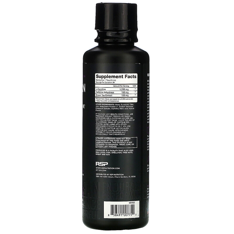 RSP Nutrition, Liquid Burn, Thermogenic LCarnitine, Berry Punch, 15 fl