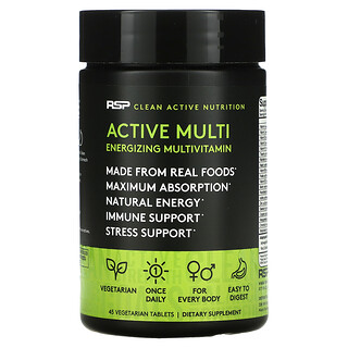 RSP Nutrition, Active Multi，活力提神多维生素，45 片素食片