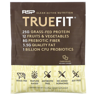 RSP Nutrition TrueFit, Grass-Fed Whey Protein Shake, Chocolate, 1.7 oz (49 g)