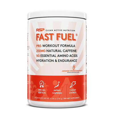 RSP Nutrition Fast Fuel, Pre-Workout Formula, Hydration & Endurance, Japanese Orange Dreamsicle, 11.64 oz (330 g)
