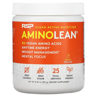 RSP Nutrition, AminoLean, Essential Vegan Aminos, Mango, 8.29 oz (235 g)