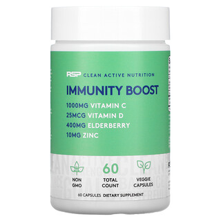 RSP Nutrition, Immunity Boost, Immune System Support + Vitamins & Antioxidants + Immune Cell Production, 60 Veggie Capsules