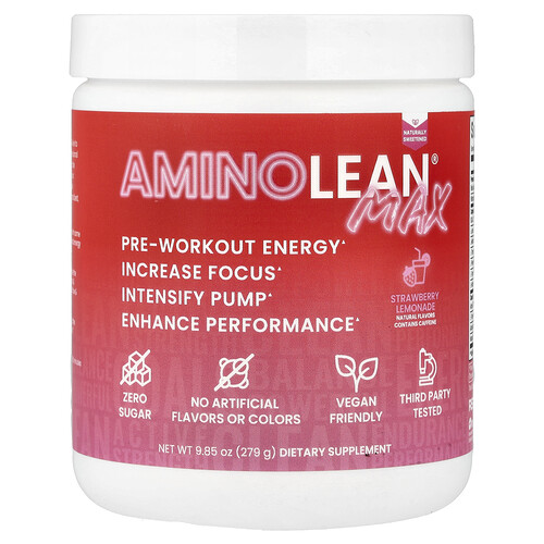 Rsp Nutrition AminoLean® Max, Pre-Workout, Strawberry Lemonade, 9.85 oz (279 g)