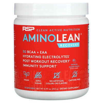 

RSP Nutrition AminoLean Recovery Tropical Island Punch Caffeine Free 8.99 oz (255 g)