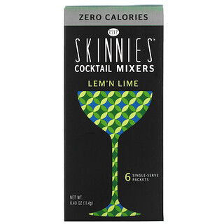 RSVP Skinnies, Смесители для коктейлей, лимон и лайм, без калорий, 6 порционных пакетиков, 11,4 г (0,40 унции)