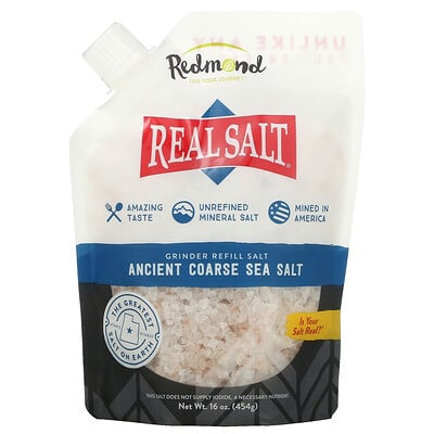 Redmond Trading Company Real Salt, древняя грубая морская соль, соль для измельчения, 454 г (16 унций)