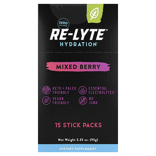 Redmond Trading Company, Re-Lyte® Hydration, Frutos Silvestres Mistos, 15 Embalagens Stick-pack, 6,3 g (0,22 oz) Cada