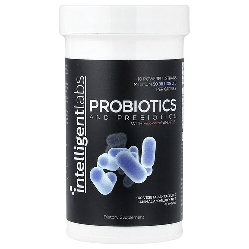 Intelligent Labs Probiotics and Prebiotics, 60 Vegetarian Capsules