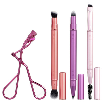 Real Techniques, Set de brocha y pestañas Double Time, 4 piezas