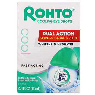 Rohto, قطرات تهدئة العينين، إجراء مزدوج للاحمرار + تهدئة الجفاف، 0.4 أونصة سائلة (13 مل)