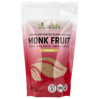 DURELIFE, Mezcla de eritritol, Fruto del monje, Dorado, 453 g (1 lb)
