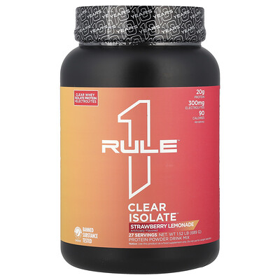 Rule One Proteins  Clear Isolate™  Strawberry Lemonade  1.52 lb (689 g)