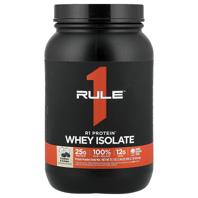 Rule One Proteins, Aislado de suero de leche R1 Protein™, Galletas y crema, 900 g (1,98 lb)
