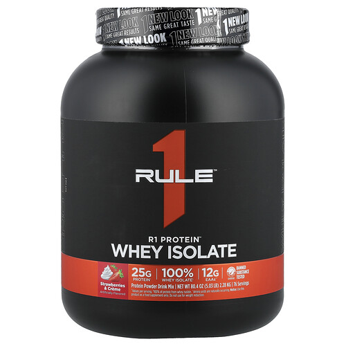 Rule One Proteins, R1 Protein™ Whey Isolate, Molkenproteinisolat, Erdbeeren und Creme, 2,28 kg (5,03 lbs.)