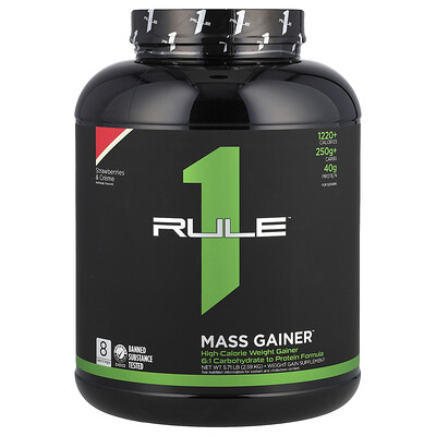 Rule One Proteins  Mass Gainer™  Strawberries & Creme  5.71 lb (2.59 kg)