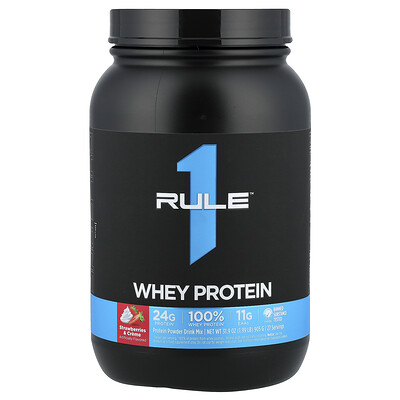Rule One Proteins, Proteína de suero de leche, Fresas y crema, 905 g (1,99 lb)