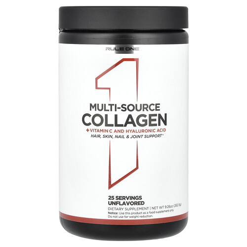 Rule One Proteins, Multi-Source Collagen + Vitamin C and Hyaluronic Acid, Unflavored, 9.26 oz (262.5 g)