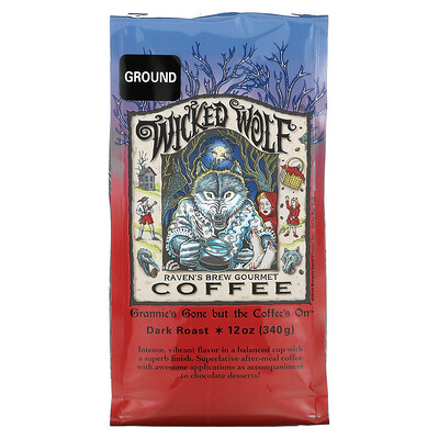 Raven's Brew Coffee Кофе Wicked Wolf, молотый, темная обжарка, 340 г (12 унций)