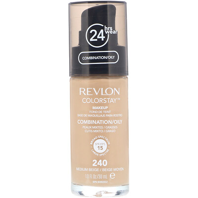 

Revlon Тональная основа Colorstay Makeup для комбинированной и жирной кожи, оттенок 240 «Средний бежевый», 30 мл