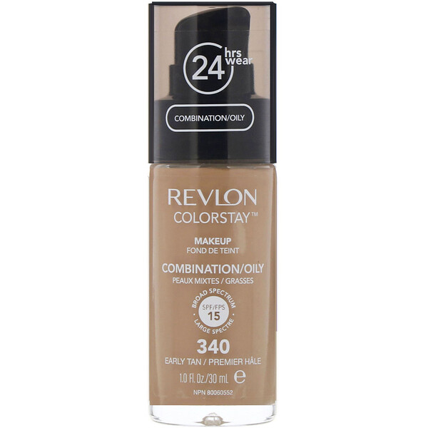 Revlon‏, מייקאפ מסדרת Colorstay, לעור מעורב/שמן, 340 Early Tan, מכיל 30 מ"ל (1 אונקיות נוזל)