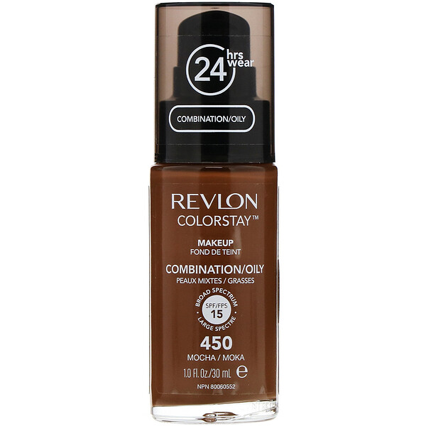 Revlon‏, מייקאפ מסדרת Colorstay, לעור מעורב/שמן, 450 Mocha, מכיל 30 מ"ל (1 אונקיות נוזל)