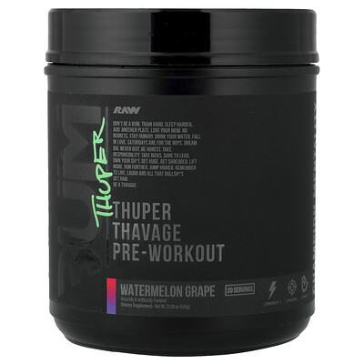 Raw Nutrition, Bum, Thuper Thavage Pre-Workout, Watermelon Grape, 22.08 oz (626 g)