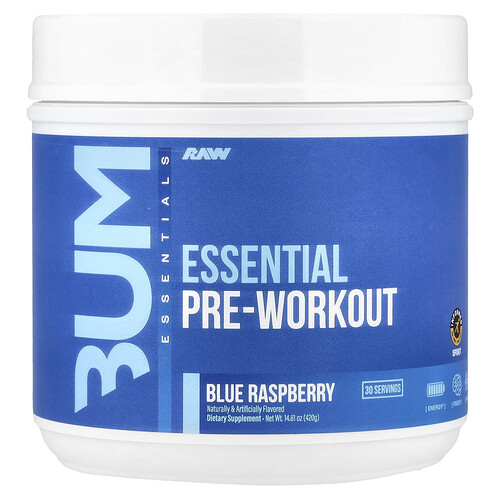 Raw Nutrition, Bum Essentials, Essential Pre-Workout, blaue Himbeere, 420 g