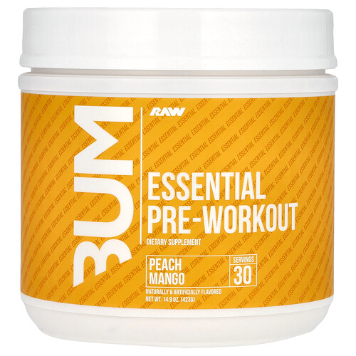 Raw Nutrition Bum, Essential Pre-Workout, Peach Mango, 14.9 oz (423 g)