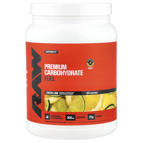Raw Nutrition, Sport, Premium Carbohydrate Fuel, Lemon Lime, 57.14 oz (1,620 g)