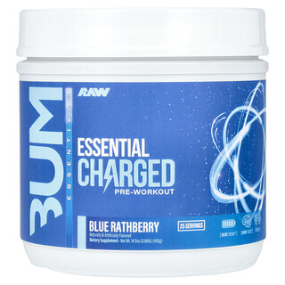 Raw Nutrition, Bum Essentials, Essential Charged Pra-Senaman, Blue Rathberry, 0.88 lb (400 g)