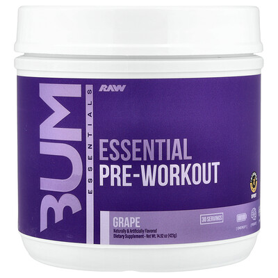 Raw Nutrition, Bum Essentials, Preentrenamiento esencial, Uva, 423 g (14,92 oz)