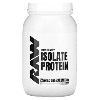 Raw Nutrition, Gressmatet myseisolatprotein, kjeks og fløte, 1,98 lbs (900 g)