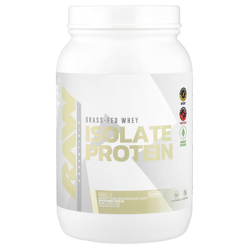 Raw Nutrition, Grass Fed Whey Isolate Protein, Vanilla, 1.63 lb (740 g)