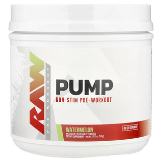 Raw Nutrition, Pump, Suplemento preentrenamiento sin estimulantes, Sandía, 502 g (17,71 oz)