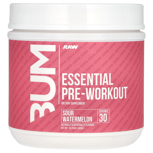 Raw Nutrition Bum, Essential Pre-Workout, Sour Watermelon, 14.29 oz (405 g)