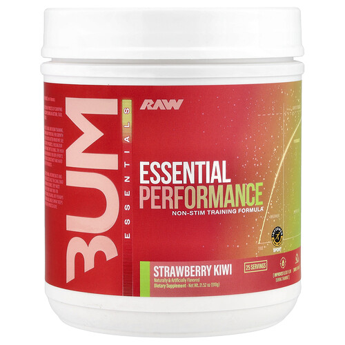 Raw Nutrition Bum Essentials, Essential Performance, Non-Stim Training Formula, Strawberry Kiwi , 21.52 oz (610 g)