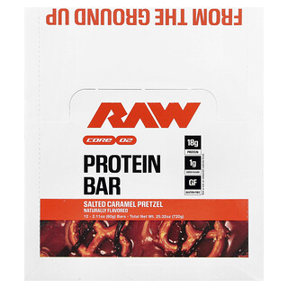 Raw Nutrition, Fehérjeszelet, sós karamellás perec, 12 szelet, 60 g (2,11 uncia) egyenként