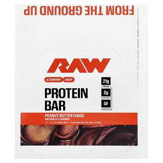 Raw Nutrition, Fehérjeszelet, mogyoróvajas karamellás, 12 szelet, 60 g (2,11 uncia) egyenként