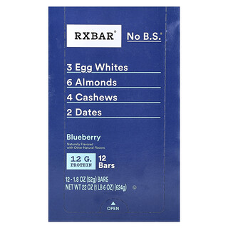 RXBAR, Barrita proteica, Arándano azul, 12 barritas, 52 g (1,8 oz) cada una