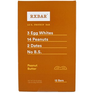 Купить RXBAR, Протеиновые батончики, арахисовое масло, 12 батончиков, 52 г (1,83 унции) каждый  на IHerb