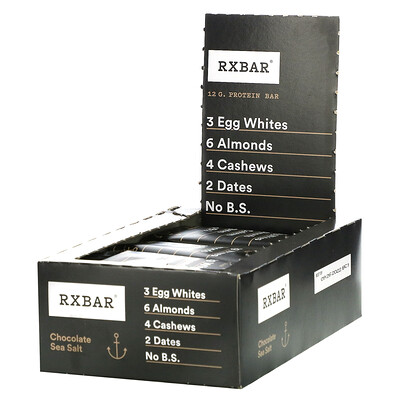 RXBAR Protein Bar, шоколадная морская соль, 12 батончиков, 52 г (1,83 унции)