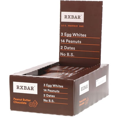 RXBAR Protein Bar, Peanut Butter Chocolate, 12 Bars, 1.83 oz (52 g) Each