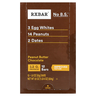RXBAR, Bar Protein, Coklat Mentega Kacang, 12 Bar, 1.8 oz (52 g) Setiap Satu