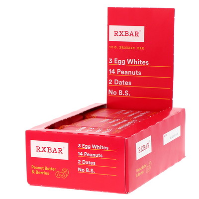 RXBAR Протеиновый батончик, арахисовое масло и ягоды, 12 батончиков, 1,83 унции (52 г) каждый