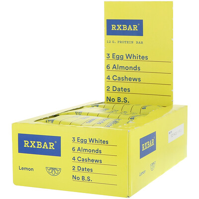 RXBAR Протеиновый батончик, лимон, 12батончиков, 52г каждый